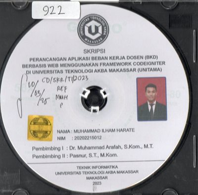 Perancangan Aplikasi Beban Kerja Dosen (BKD) Berbasis Web Menggunakan Framework Codeigniter Di Universitas Teknologi Akba Makassar (UNITAMA)