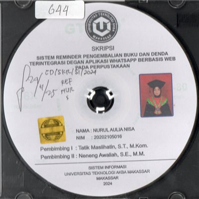Sistem Reminder Pengembalian Buku Dan Denda Terintegrasi Dengan Aplikasi Whatsapp Berbasis Web Pada Perpustakaan