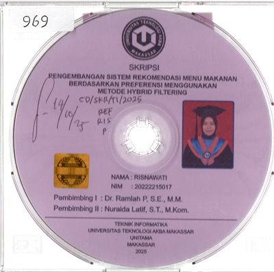 Pengembangan Sistem Rekomendasi Menu Makanan Berdasarkan Referensi Menggunakan Metode Hybrid Filtering