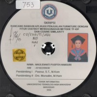 Rancang Bangun Aplikasi Penjualan Furniture Dengan Fitur Chatbot Menggunakan Metode TF-IDF Dan Cosine Similarity